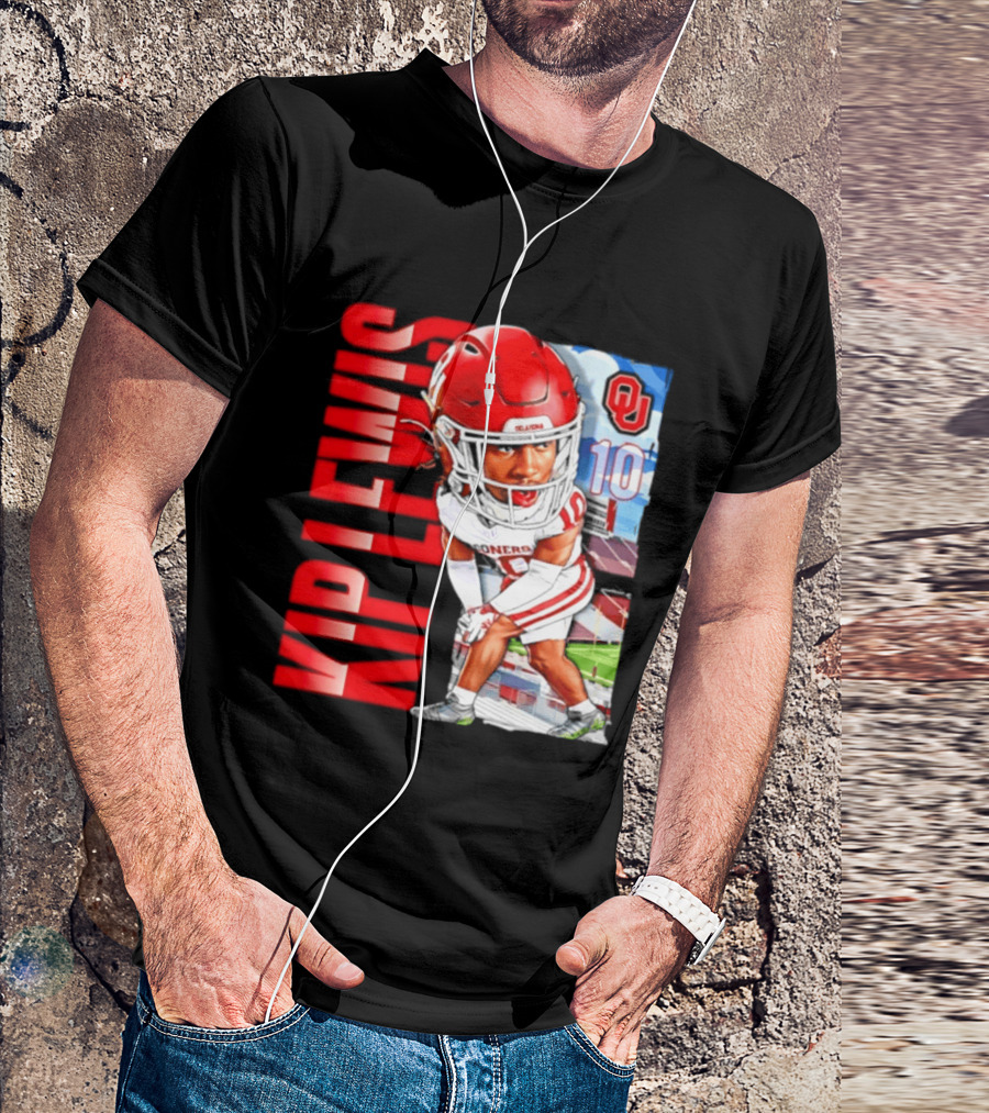 Kip Lewis 10 Oklahoma Sooners NCAA Football Player Caricature T-Shirt