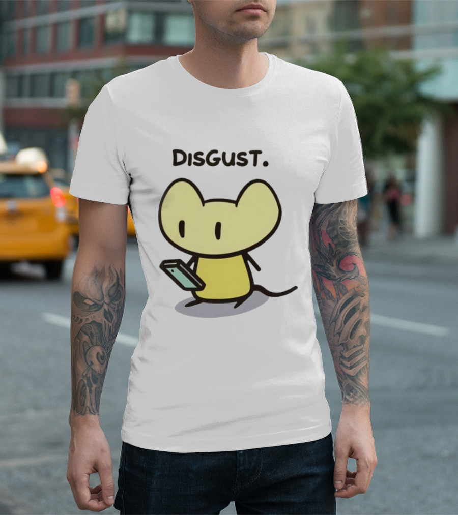 Disgust Mouse With Phone Vintage Humor T-Shirt