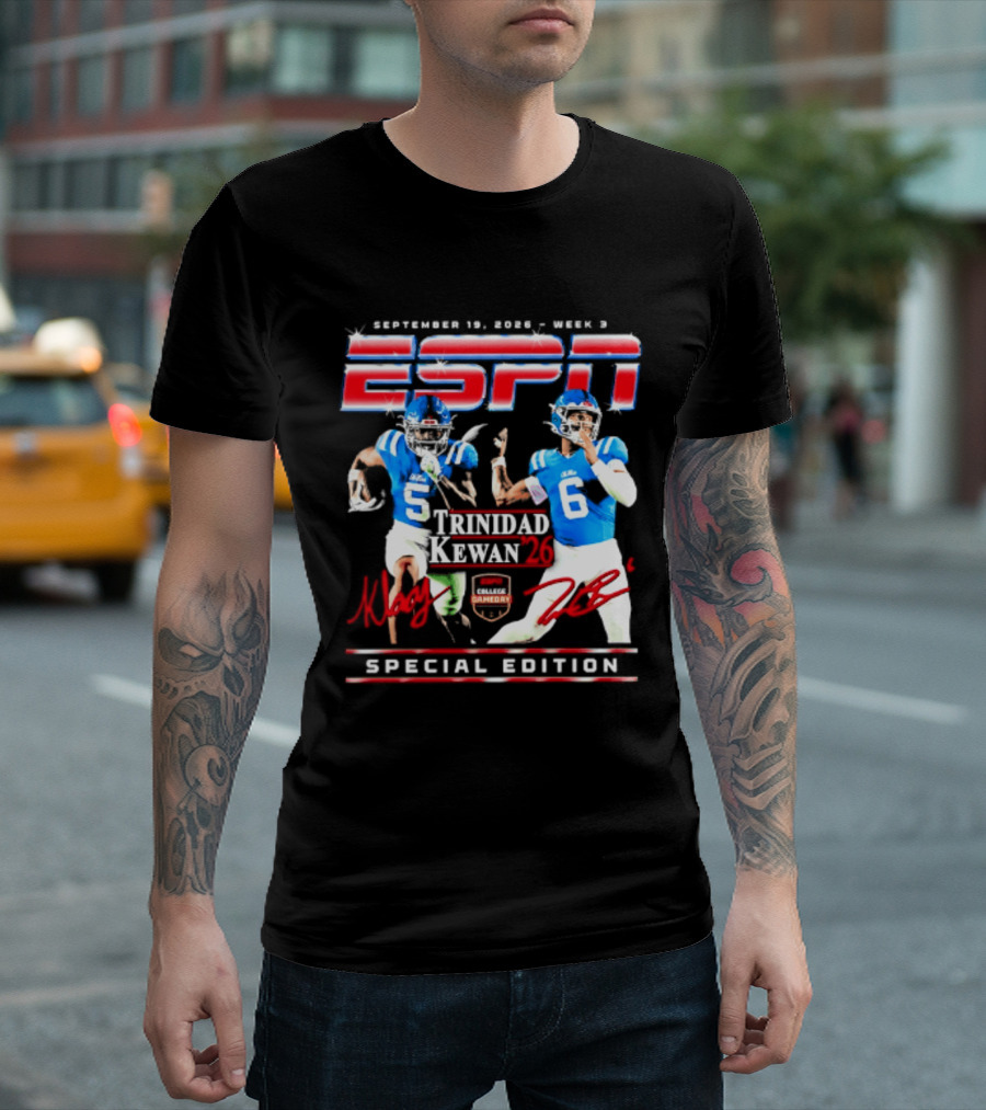 September 16 2023 ESPN Week 3 Trinidad Kewan Ole Miss Special Edition T-Shirt