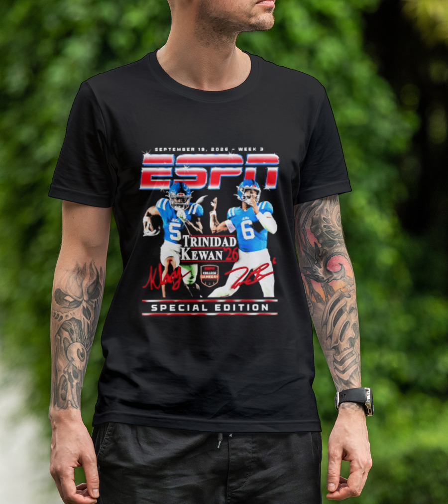 September 16 2023 ESPN Week 3 Trinidad Kewan Ole Miss Special Edition T-Shirt
