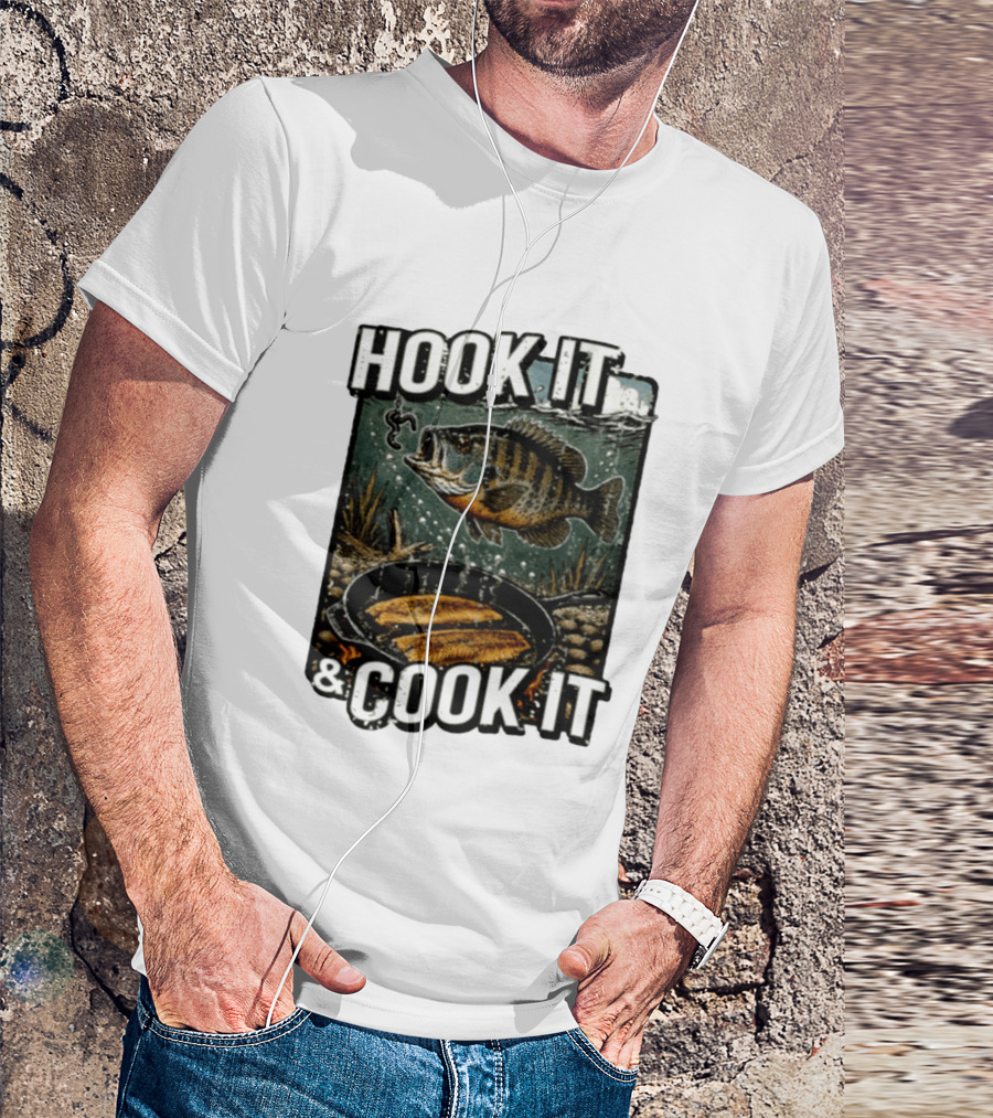Hook It And Cook It Fishing Panfish Cast Iron Skillet T-Shirt