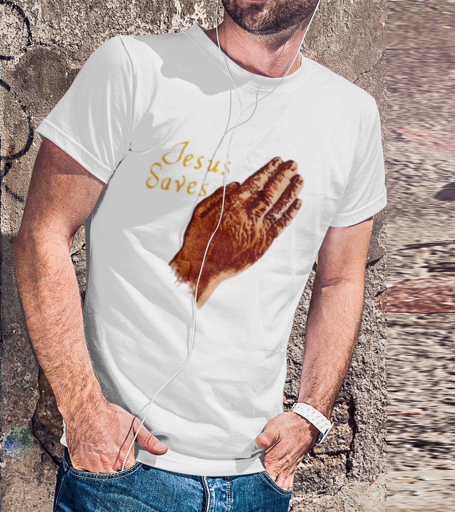 Jesus Saves Praying Hands Religious Faith Christian T-Shirt