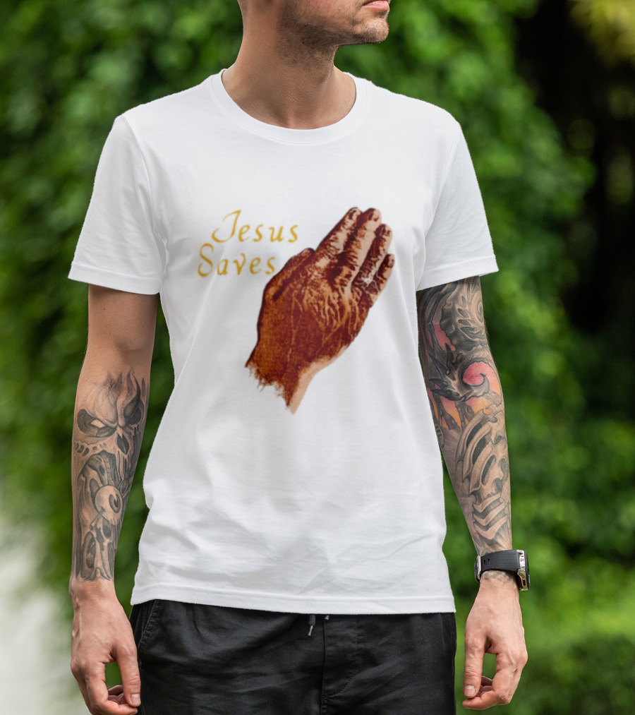 Jesus Saves Praying Hands Religious Faith Christian T-Shirt