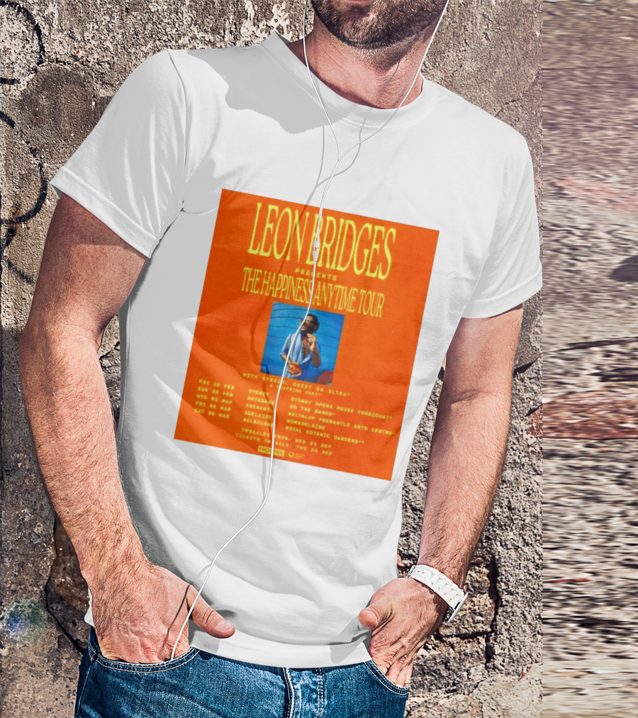 Leon Bridges Presents The Happiness Anytime Tour 2026 With Special Guests Australia Dates T-Shirt