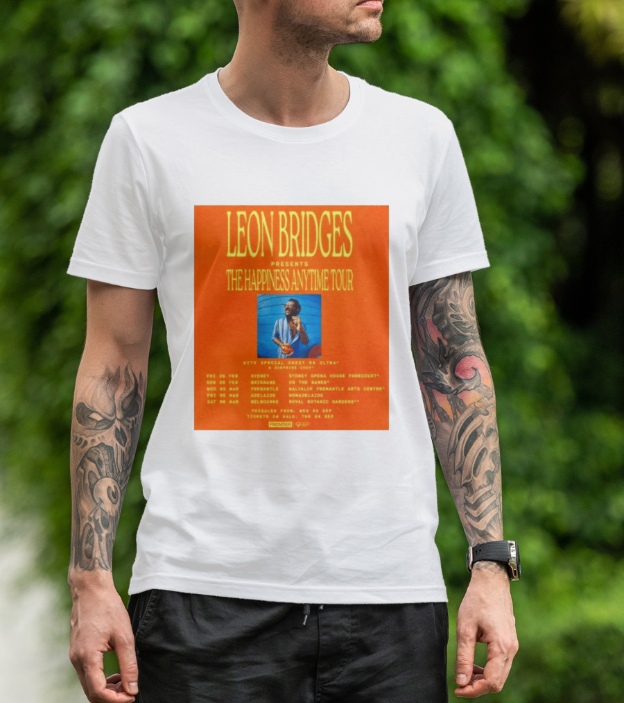 Leon Bridges Presents The Happiness Anytime Tour 2026 With Special Guests Australia Dates T-Shirt