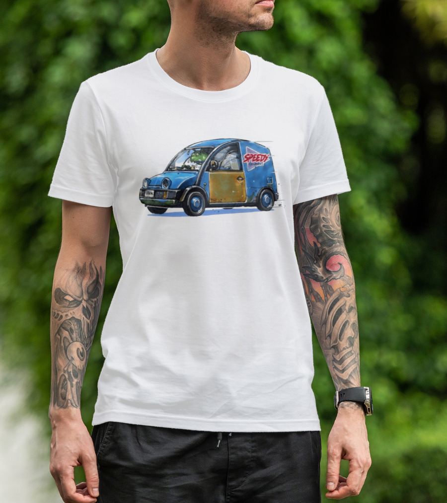 Speedy Couriers Alien Driver In Blue Hoon Van T-Shirt