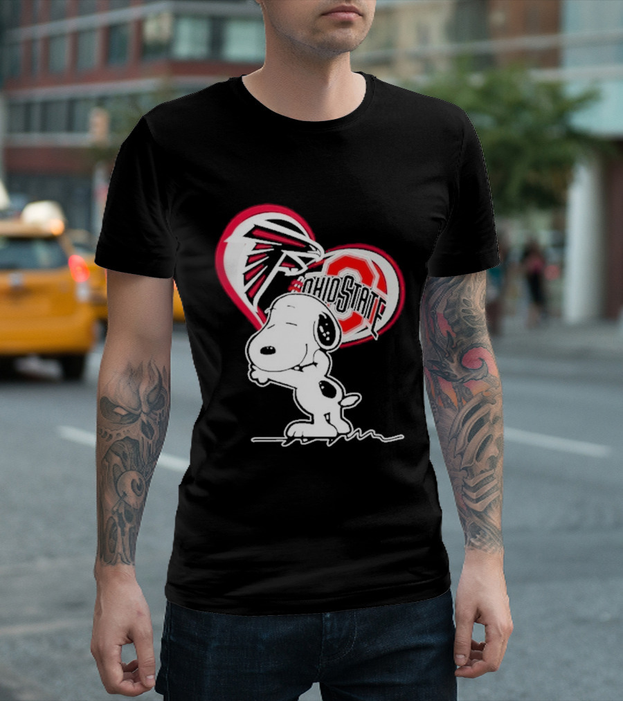 Atlanta Falcons Ohio State Buckeyes Snoopy Peanuts Heart T-Shirt