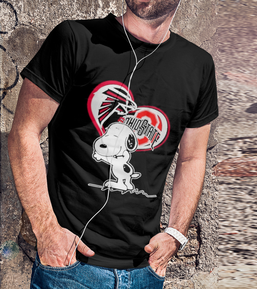 Atlanta Falcons Ohio State Buckeyes Snoopy Peanuts Heart T-Shirt