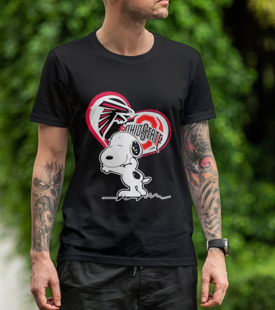 Atlanta Falcons Ohio State Buckeyes Snoopy Peanuts Heart T-Shirt