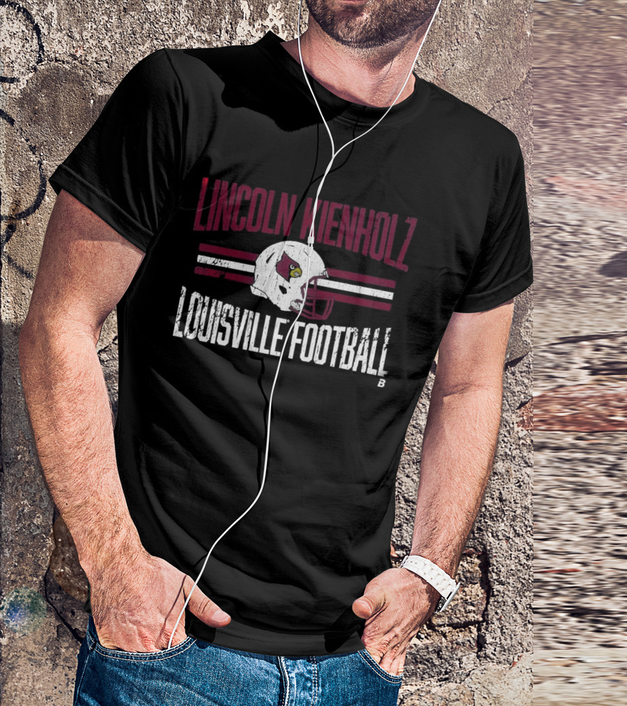 Lincoln Kienholz Louisville Football Cardinal Helmet Hero T-Shirt