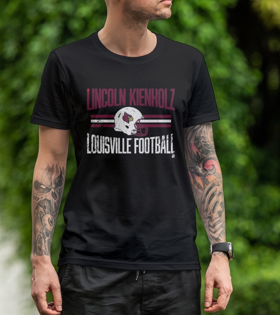 Lincoln Kienholz Louisville Football Cardinal Helmet Hero T-Shirt