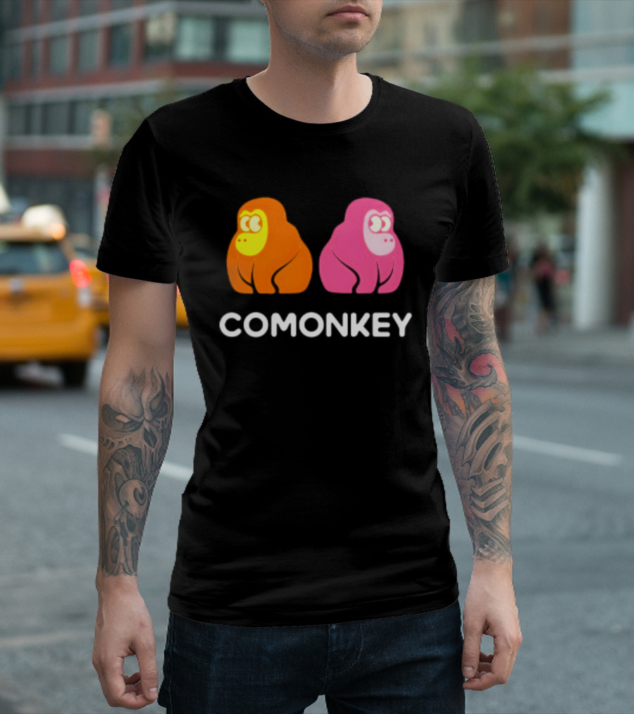 Comonkey Orange Pink Gorilla Ape Minimalist T-Shirt