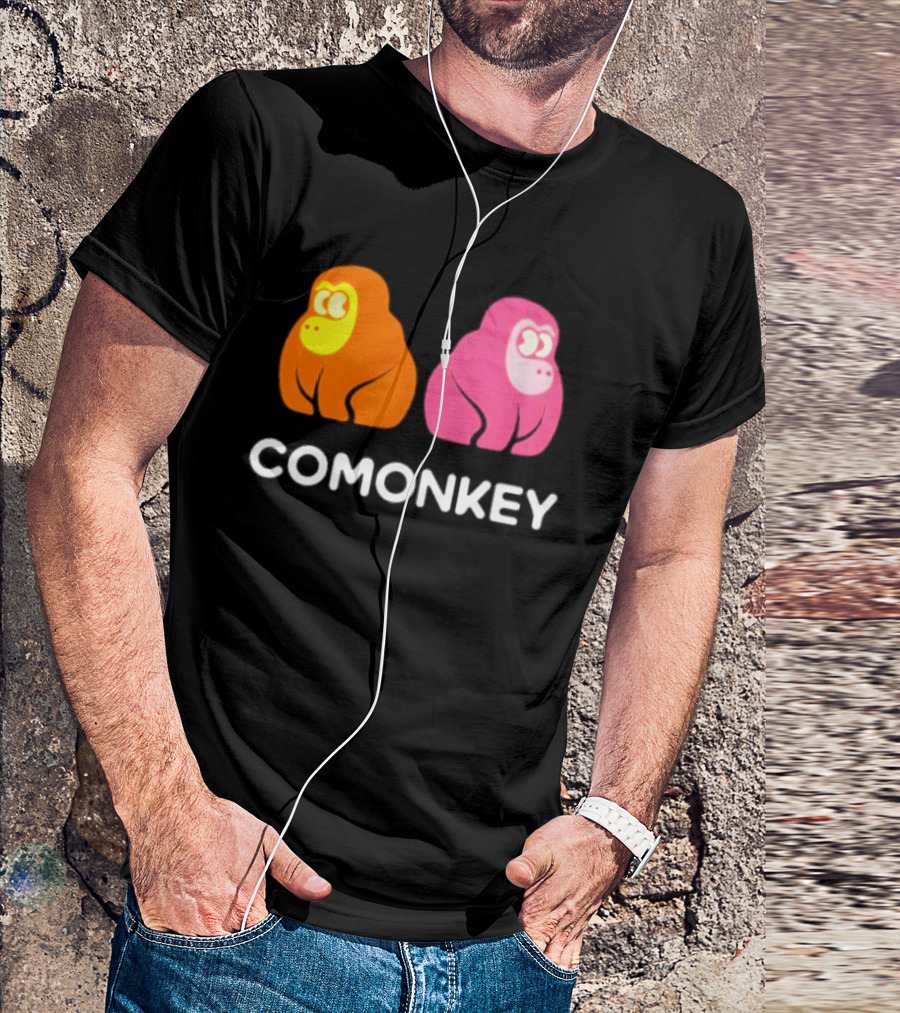 Comonkey Orange Pink Gorilla Ape Minimalist T-Shirt