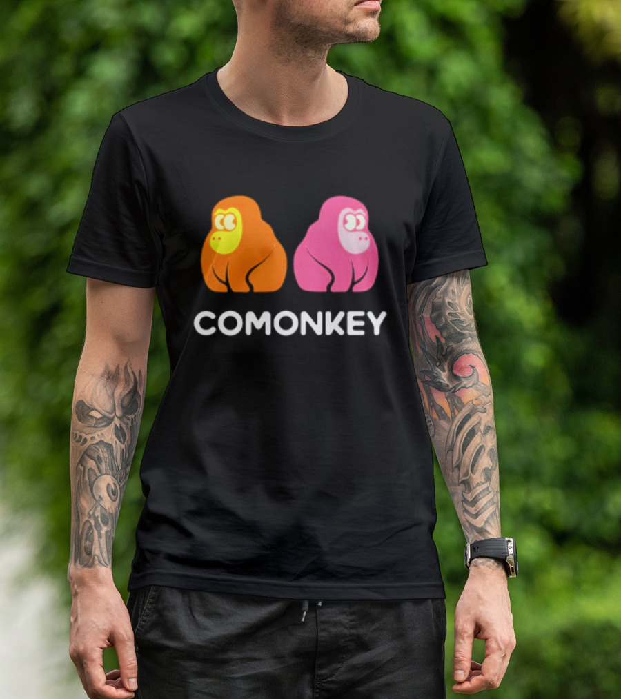 Comonkey Orange Pink Gorilla Ape Minimalist T-Shirt