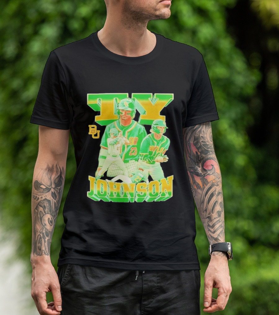 Ty Johnson Baylor Bears 23 NCAA Baseball BU T-Shirt