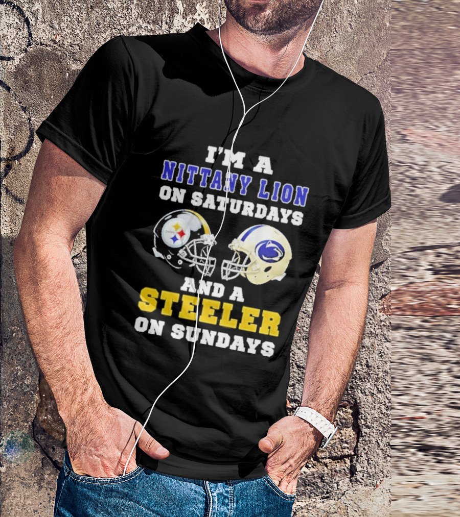 I'm A Nittany Lion On Saturdays And A Steeler On Sundays Football Helmet T-Shirt