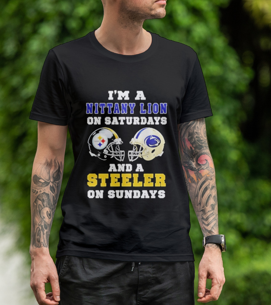 I'm A Nittany Lion On Saturdays And A Steeler On Sundays Football Helmet T-Shirt