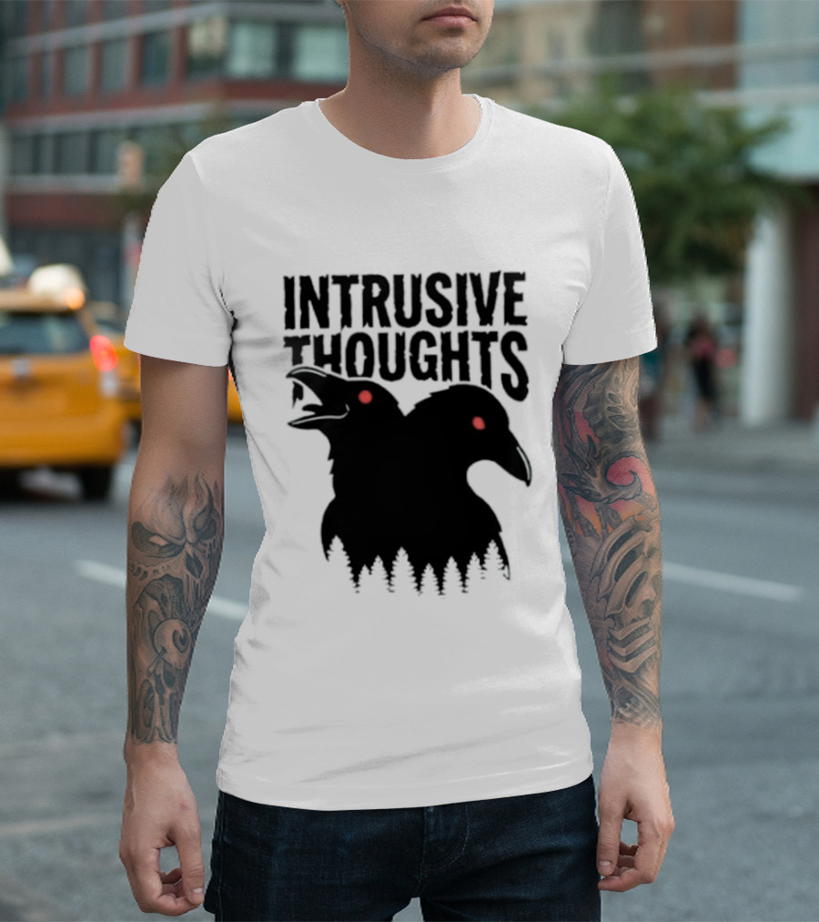 Intrusive Thoughts Raven Forest Mental Health Awareness T-Shirt