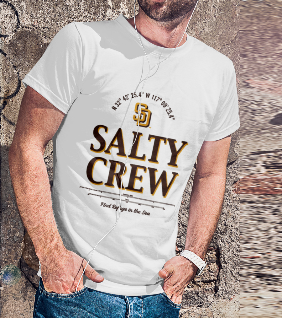 Padres Salty Crew Coordinates SD Find Refuge In The Sea T-Shirt