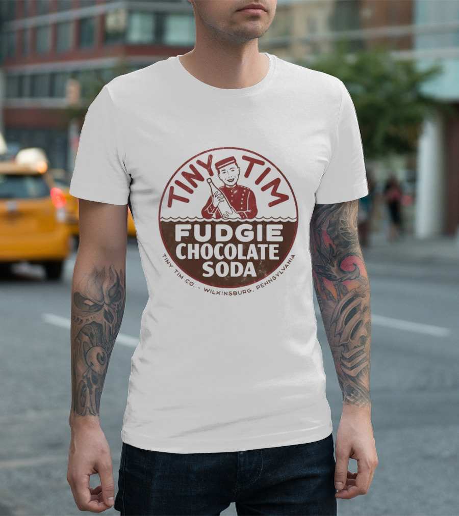Tiny Tim Fudgie Chocolate Soda Wilkinsburg Pennsylvania Retro Beverage Branding T-Shirt