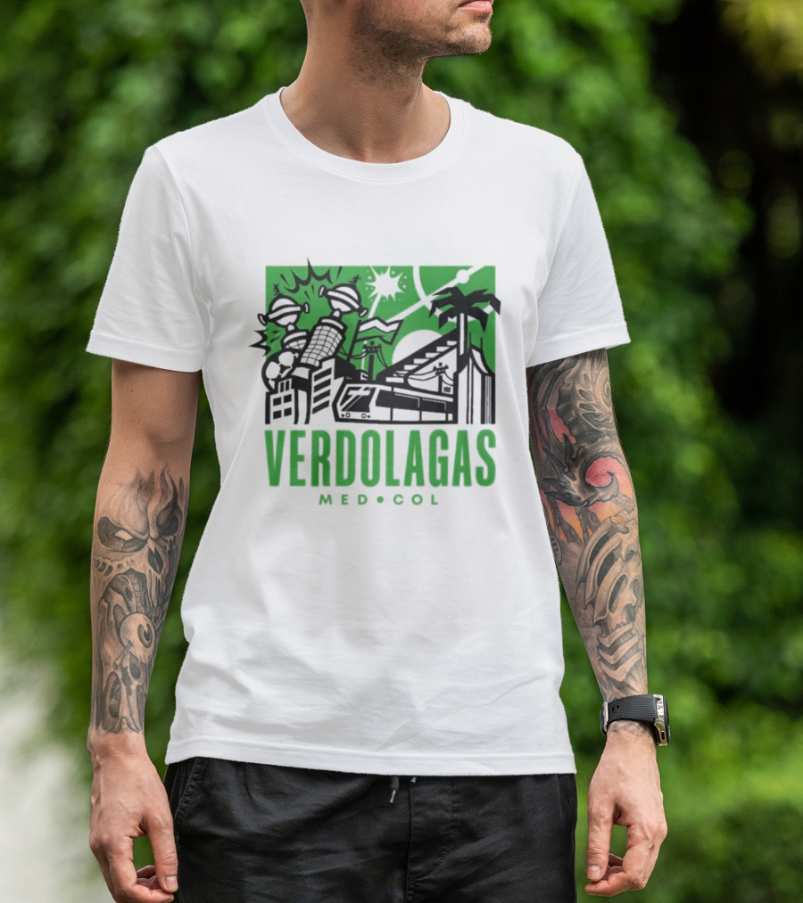 Verdolagas Med Col Medellín Paisa Culture Soccer Skyline Palm Trees T-Shirt