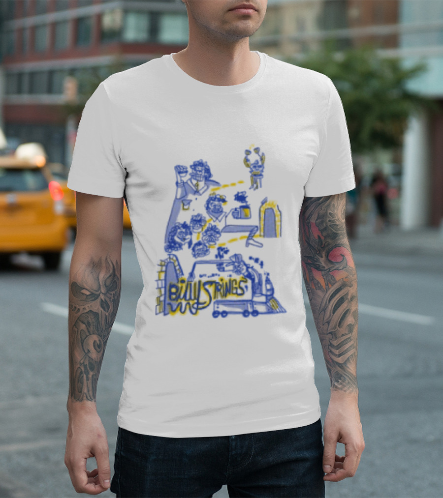 Billy Strings Store Train With Dates Jason Look Blue And Yellow T-Shirt