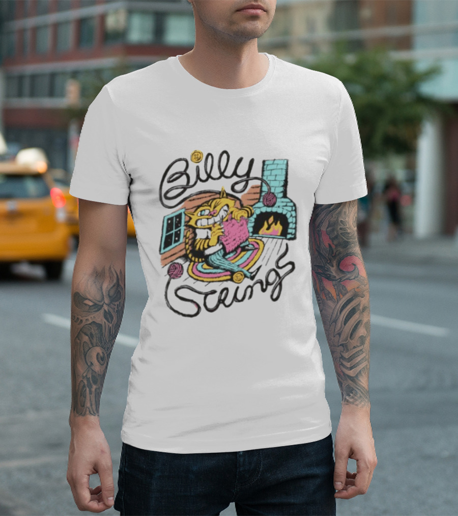 Billy Strings Store Yarn Ladies Nathan Hardyman Cat Knitting By Fireplace T-Shirt