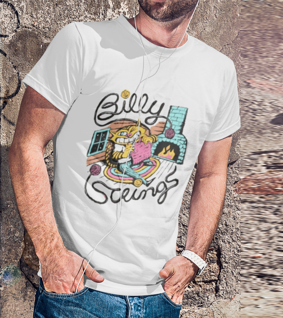 Billy Strings Store Yarn Ladies Nathan Hardyman Cat Knitting By Fireplace T-Shirt
