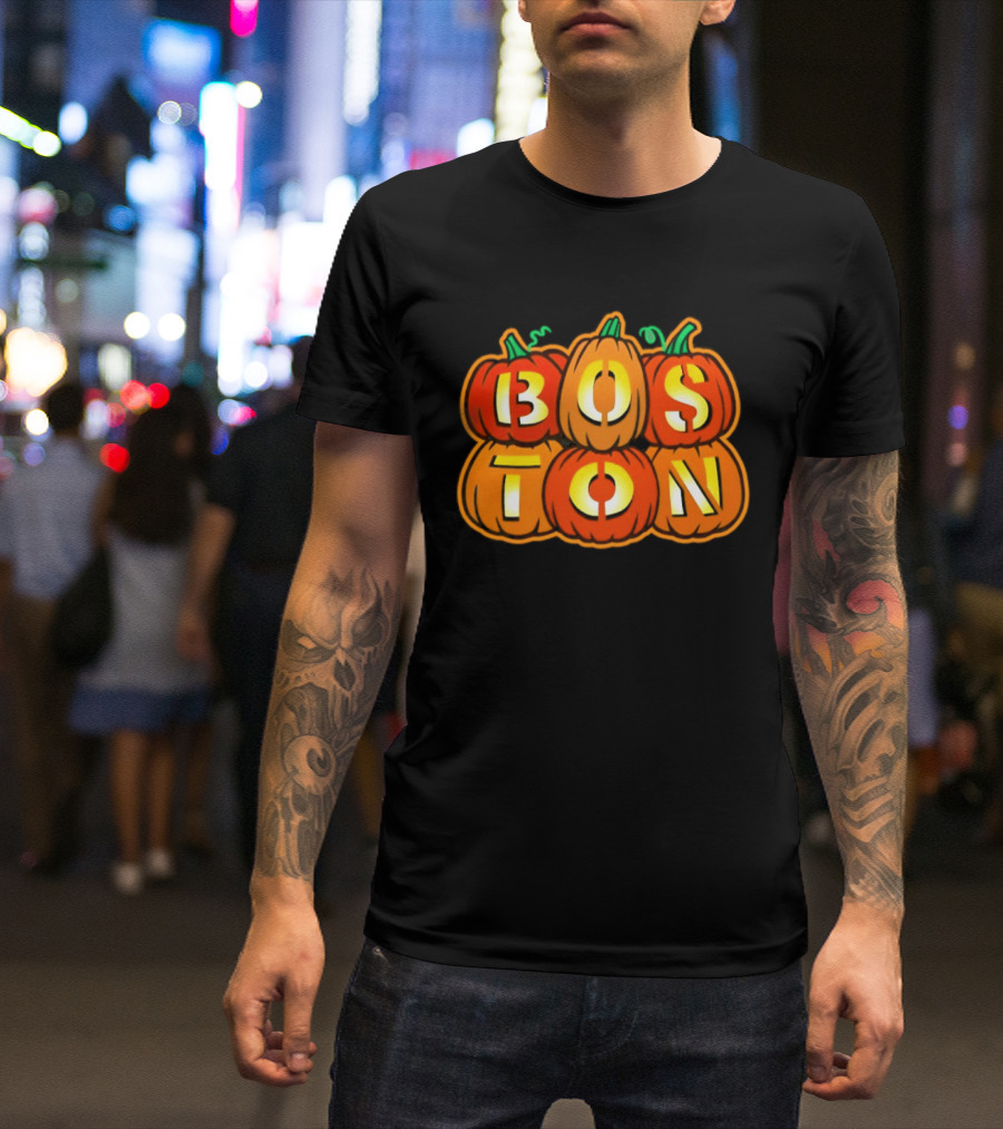 Boston Jack O' Lanterns Halloween Pumpkin Stack T-Shirt