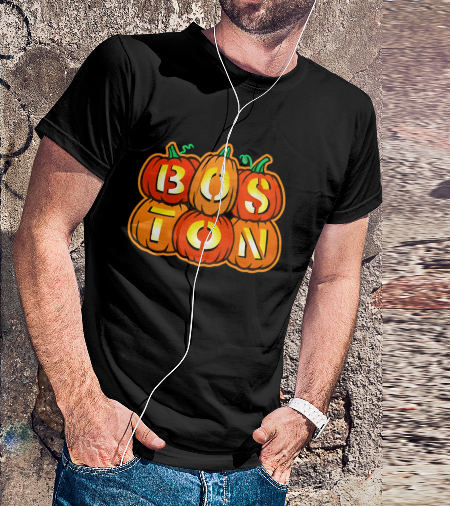 Boston Jack O' Lanterns Halloween Pumpkin Stack T-Shirt