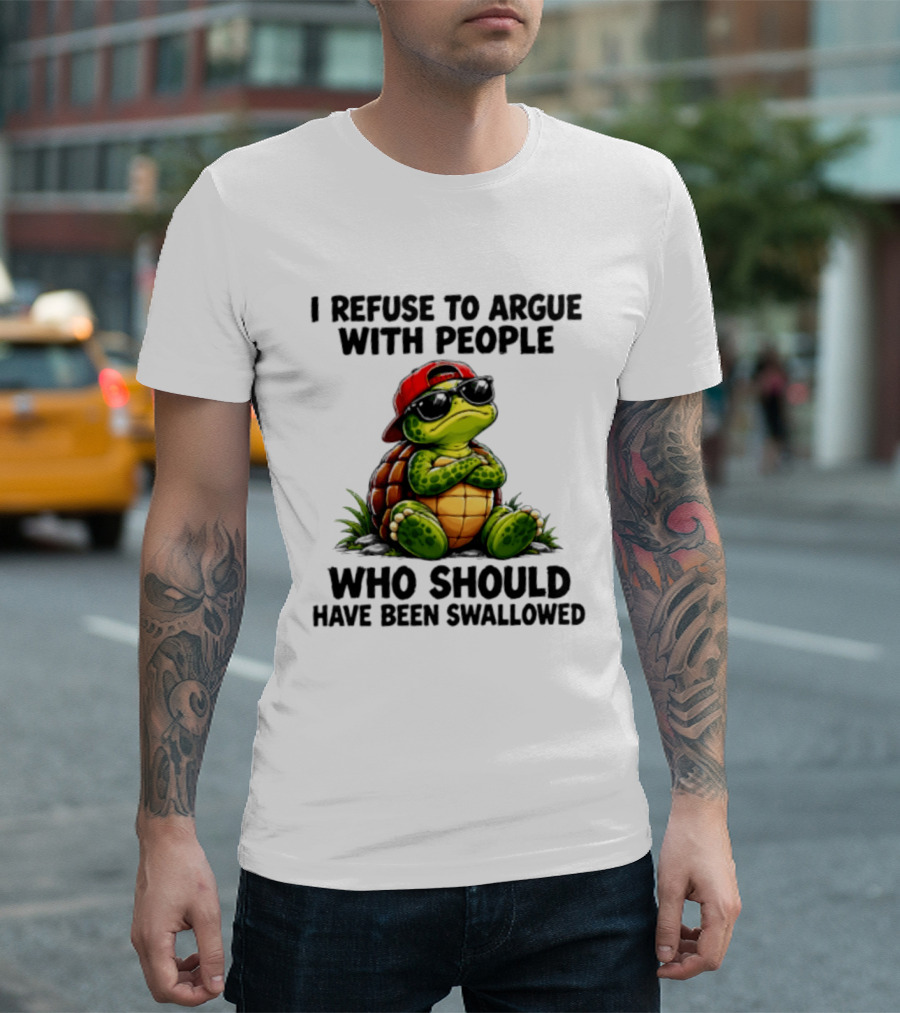 I Refuse To Argue Cool Turtle Red Hat Sunglasses Retro Fun T-Shirt