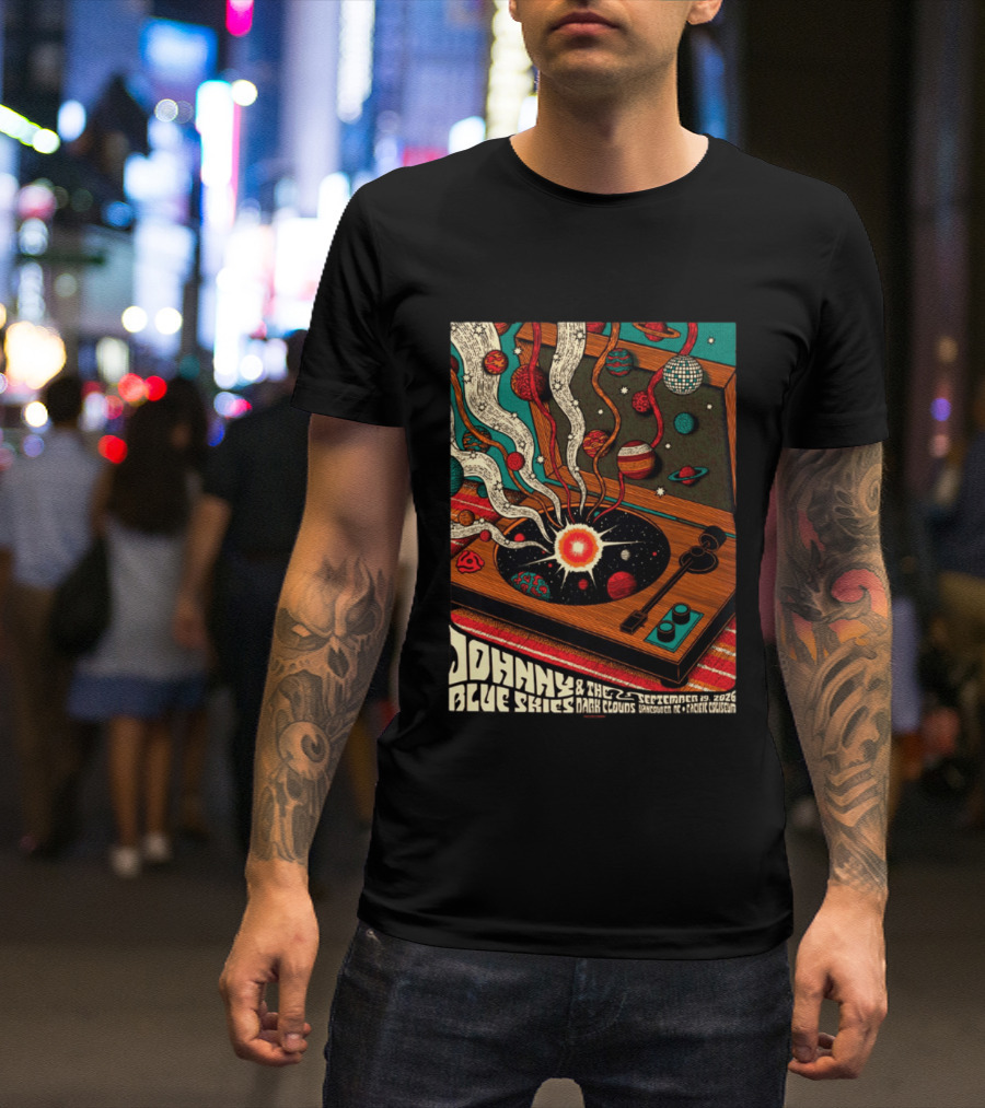 Johnny Blue Skies And The Dark Clouds Vancouver BC 2026 Event Live At Pacific Coliseum September 19 Vinyl Record Planets T-Shirt