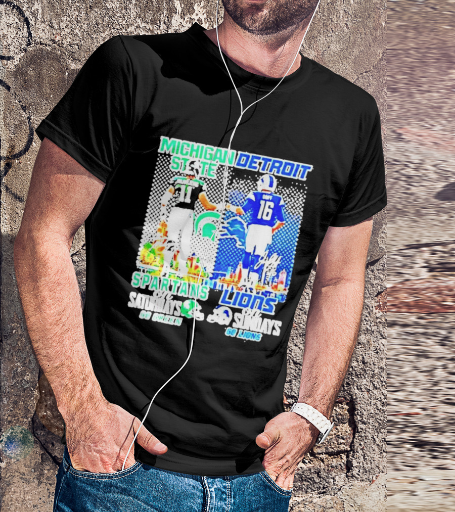 Michigan State Spartans Vs Detroit Lions Go Green Go Lions Football Showdown T-Shirt
