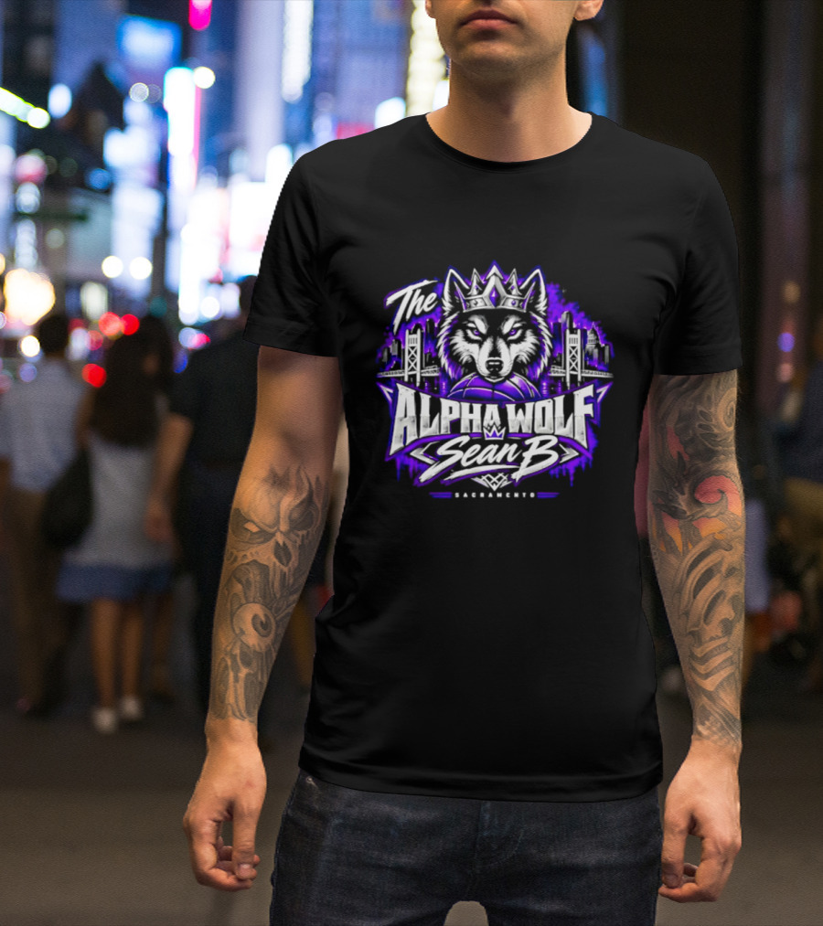 The Alpha Wolf Sean B Sacramento Skyline King's Crown Wolf T-Shirt