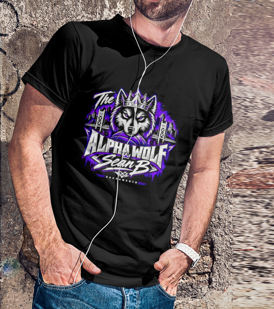 The Alpha Wolf Sean B Sacramento Skyline King's Crown Wolf T-Shirt