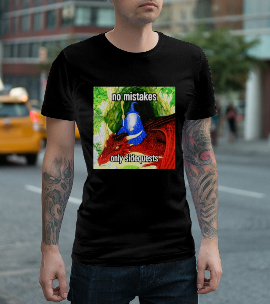No Mistakes Only Side Quests Wizard And Dragon T-Shirt