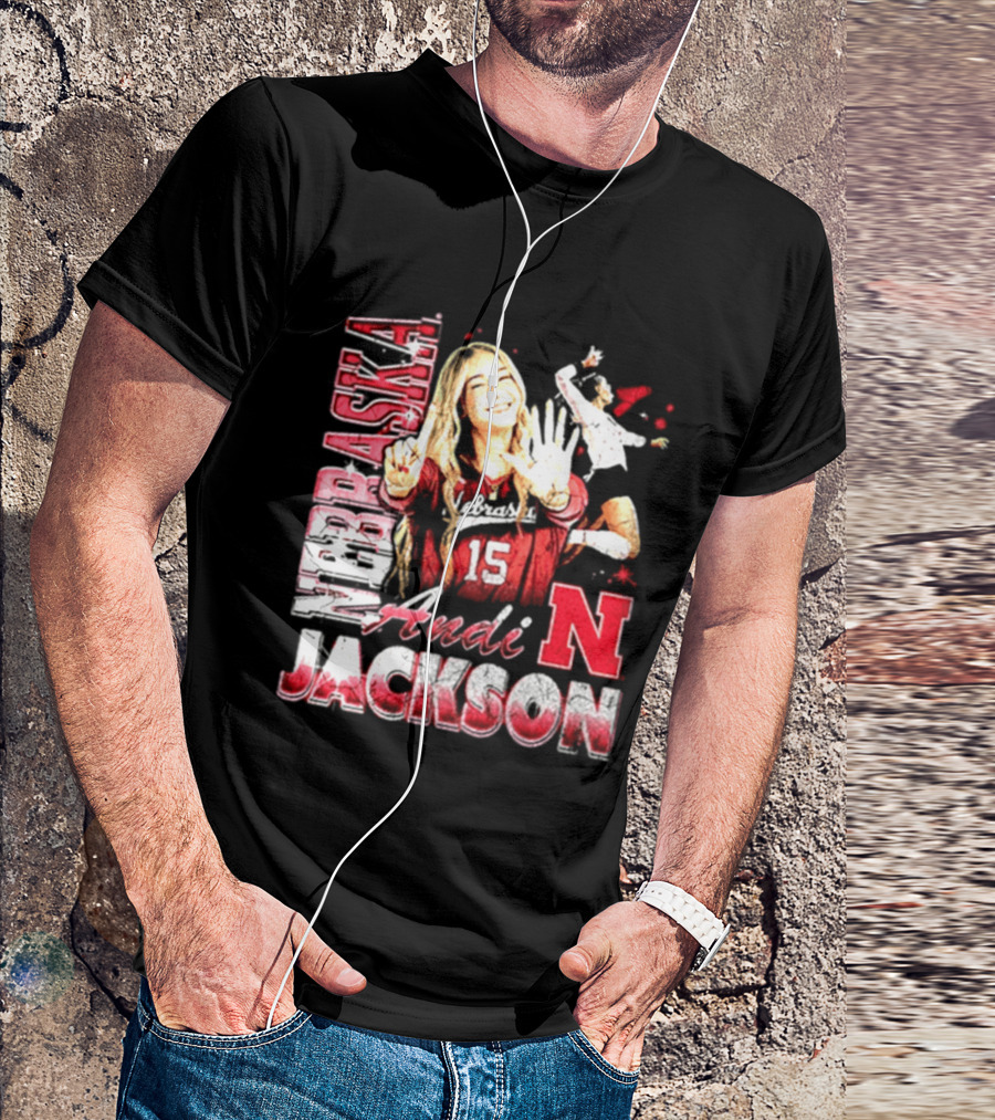 Andi Jackson 15 Nebraska Cornhuskers Collage T-Shirt
