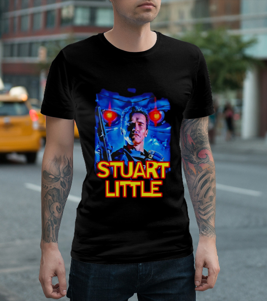 Stuart Little Arnold Schwarzenegger Parody Skynet Cyborg Fusion T-Shirt