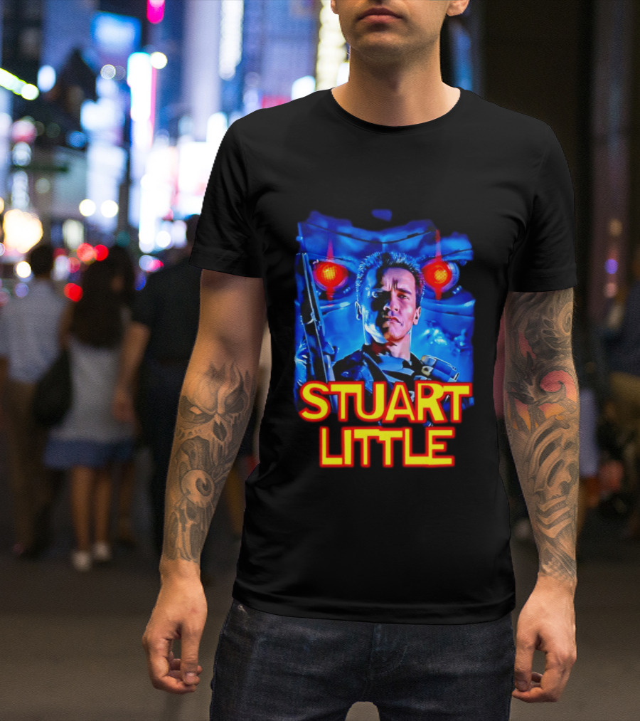 Stuart Little Arnold Schwarzenegger Parody Skynet Cyborg Fusion T-Shirt