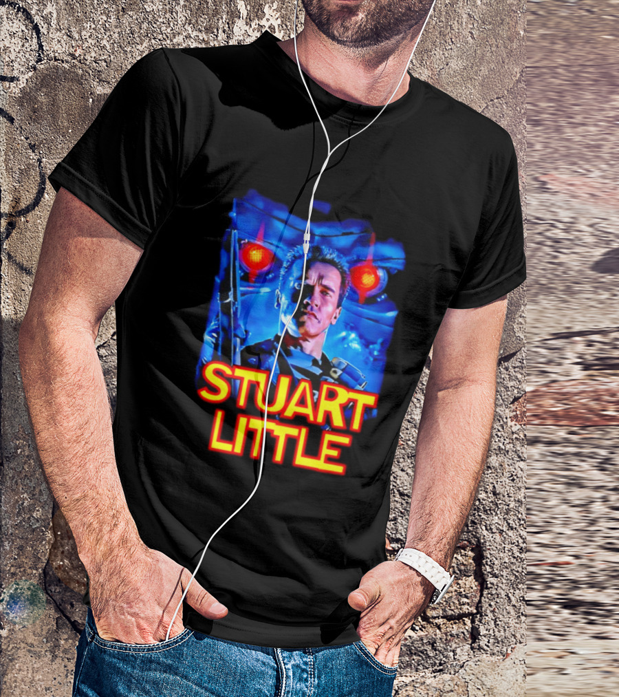Stuart Little Arnold Schwarzenegger Parody Skynet Cyborg Fusion T-Shirt