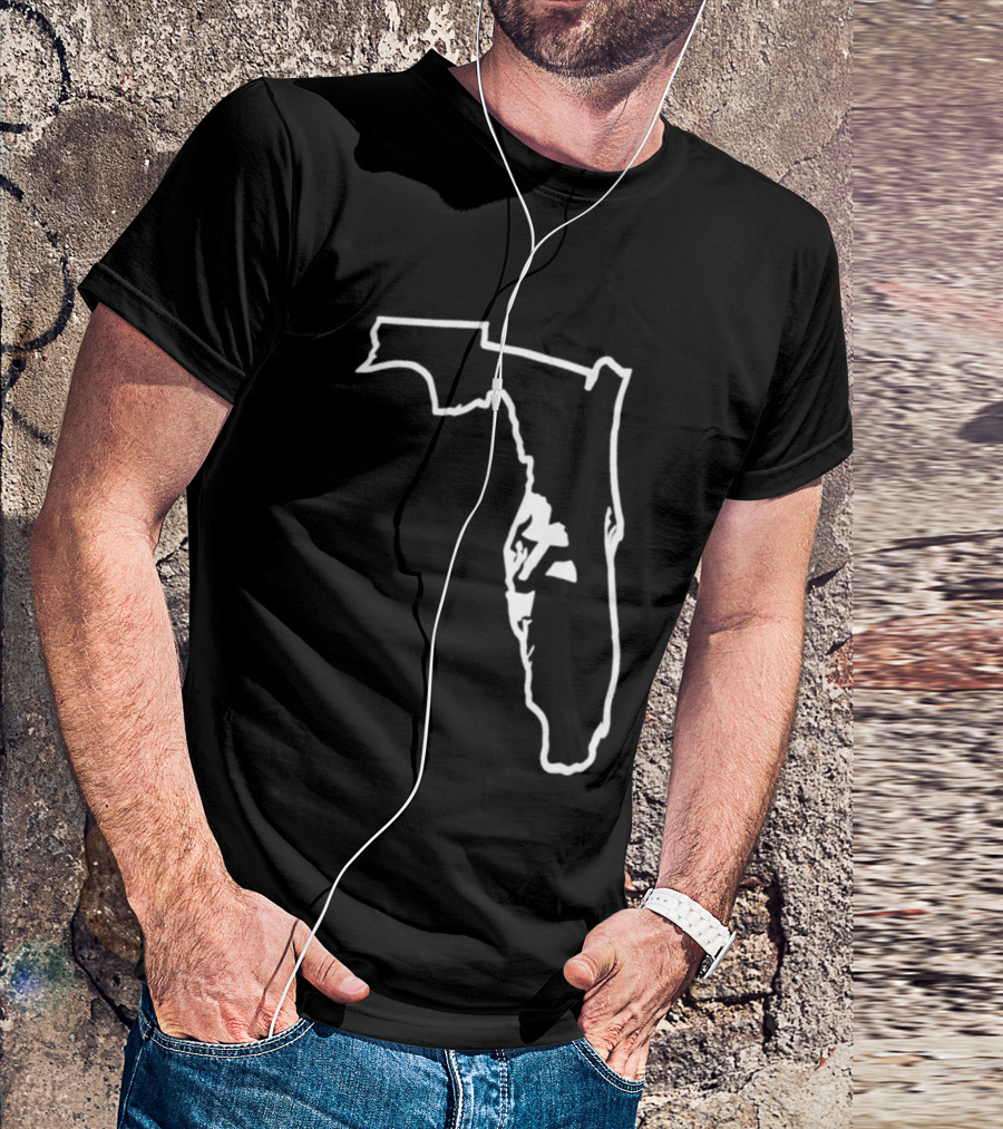 Florida State Outline Map White On Black T-Shirt