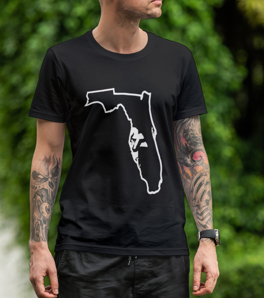 Florida State Outline Map White On Black T-Shirt