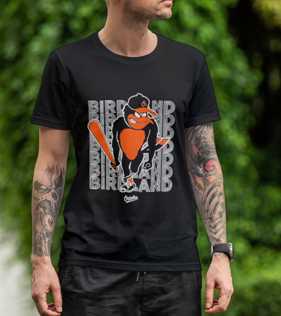 Birdland Baltimore Orioles Baseball Bat Bird T-Shirt