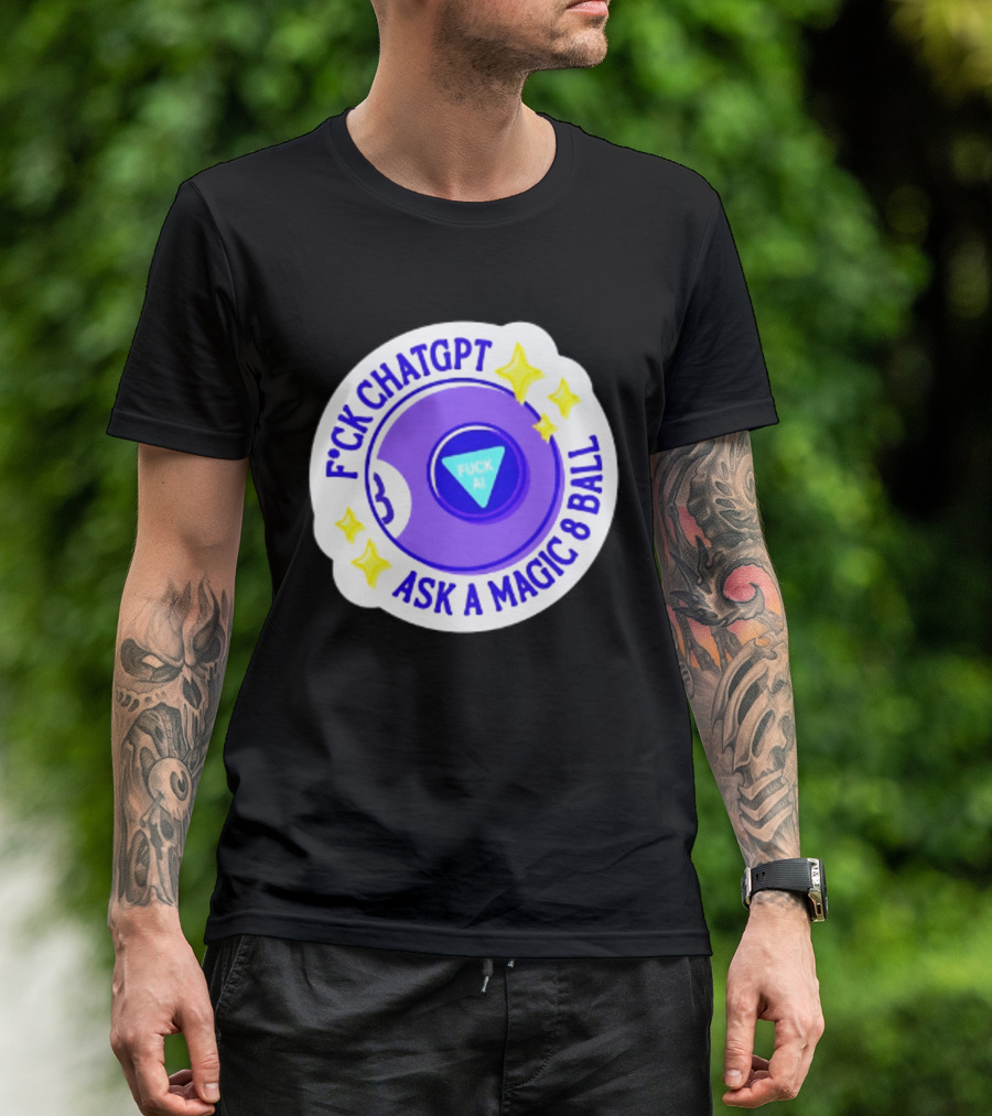 F*ck ChatGPT Ask A Magic 8 Ball F*ck AI Purple With Stars T-Shirt