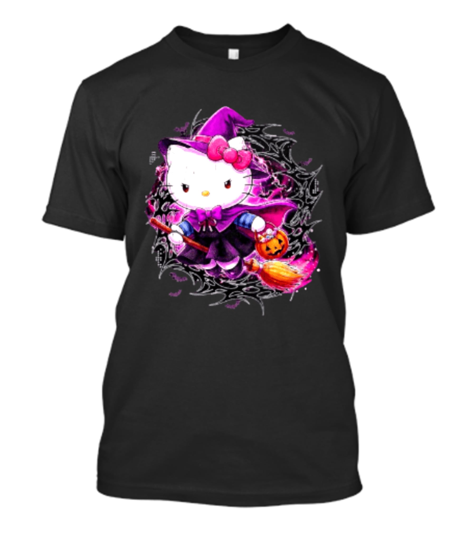 Hello Kitty Witch Sanrio Halloween Trick Or Treat Broom Pumpkin T-Shirt