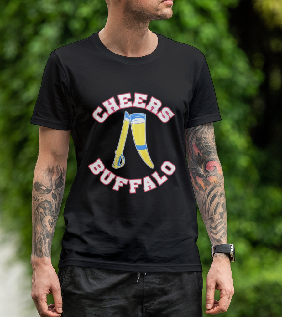 Cheers Buffalo Viking Drinking Horn And Saber T-Shirt