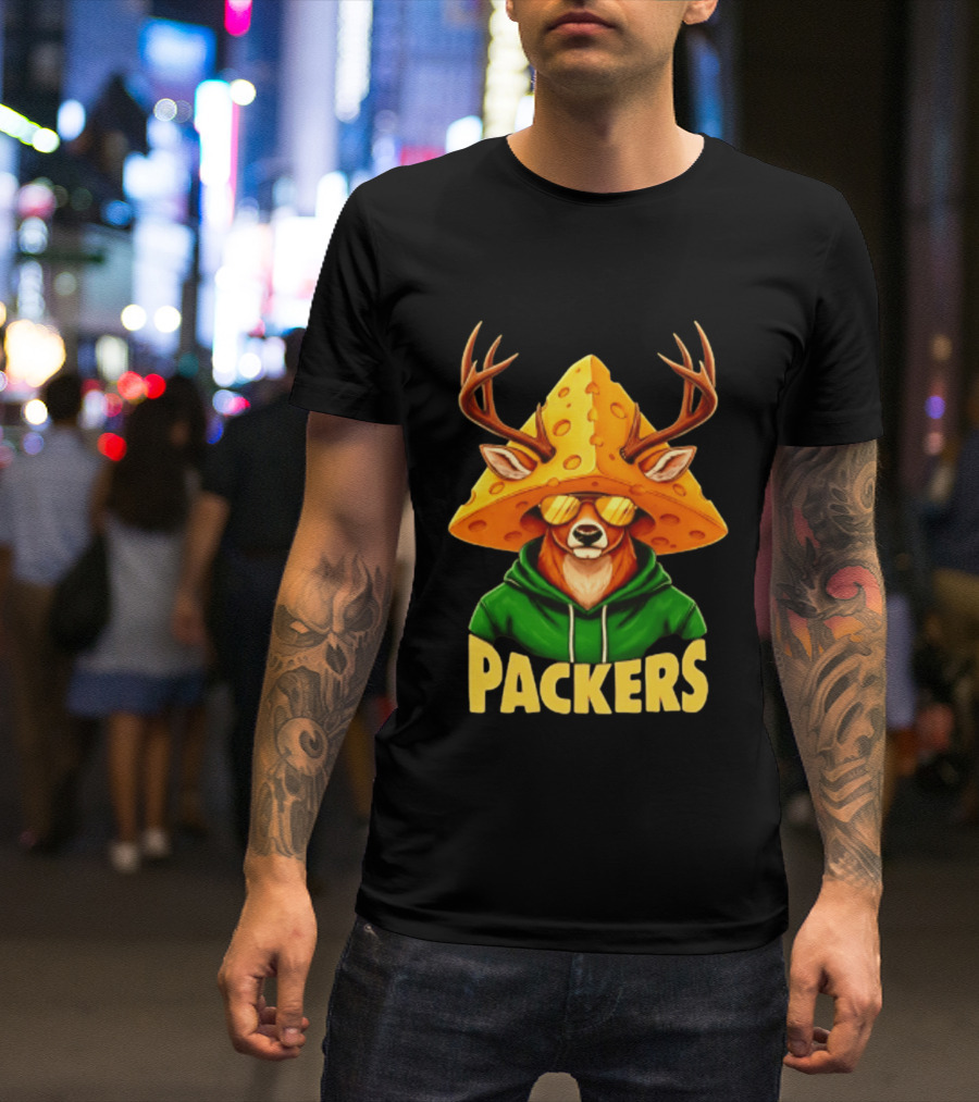 Cheesehead Deer Packers Fan Gear Green Bay Football T-Shirt