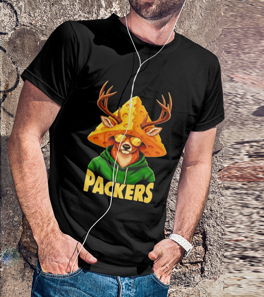 Cheesehead Deer Packers Fan Gear Green Bay Football T-Shirt
