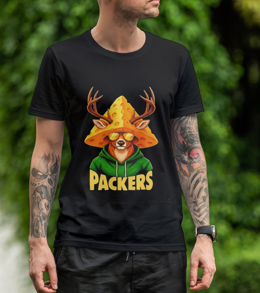 Cheesehead Deer Packers Fan Gear Green Bay Football T-Shirt