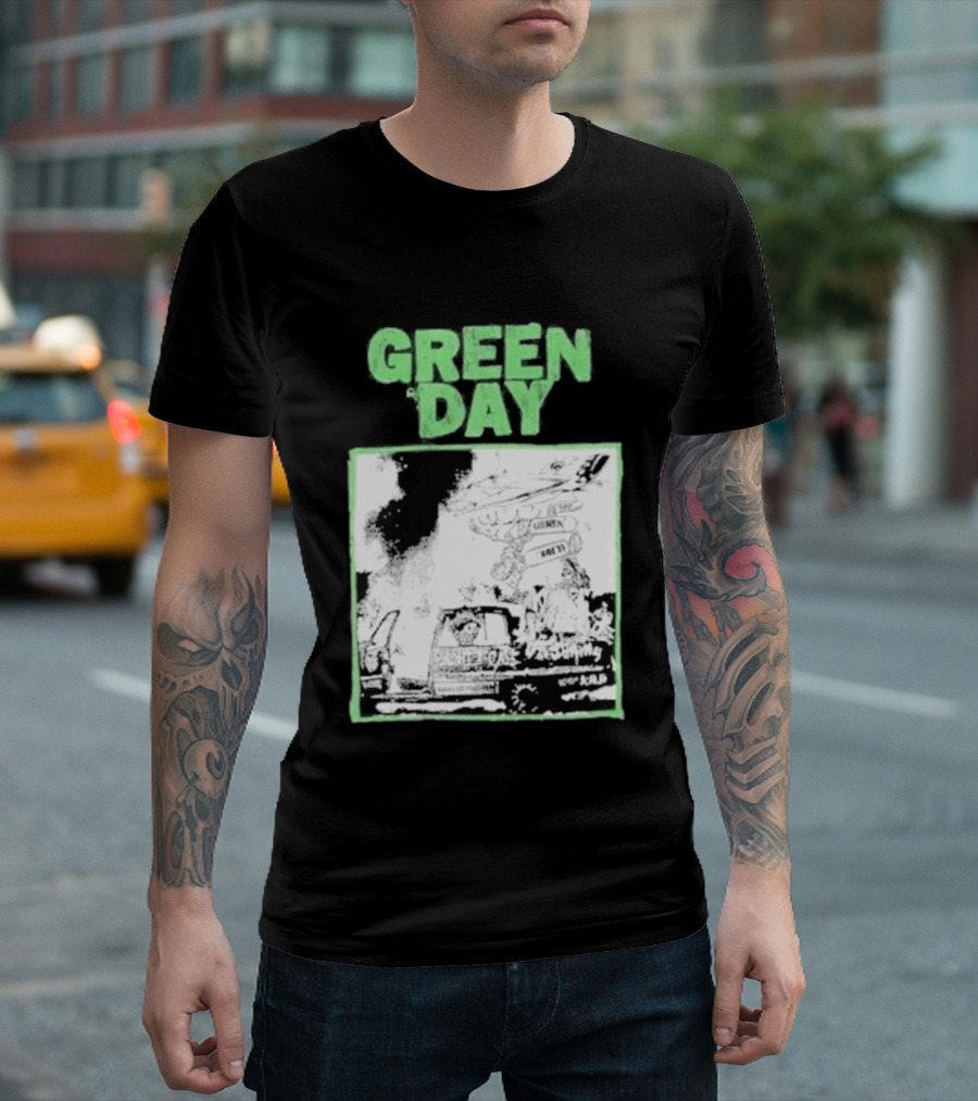 Green Day Riot Trio Vintage Sketch T-Shirt